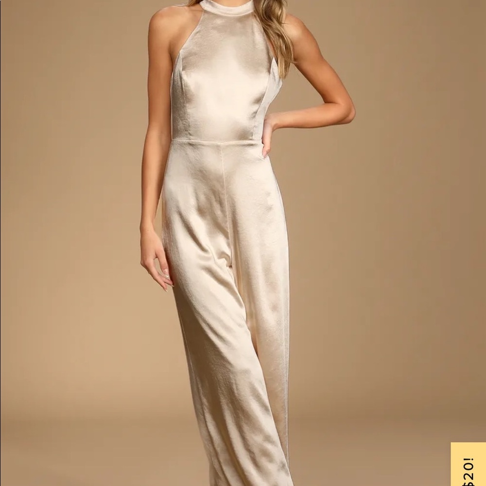 Lulus Champagne Jumpsuit Small